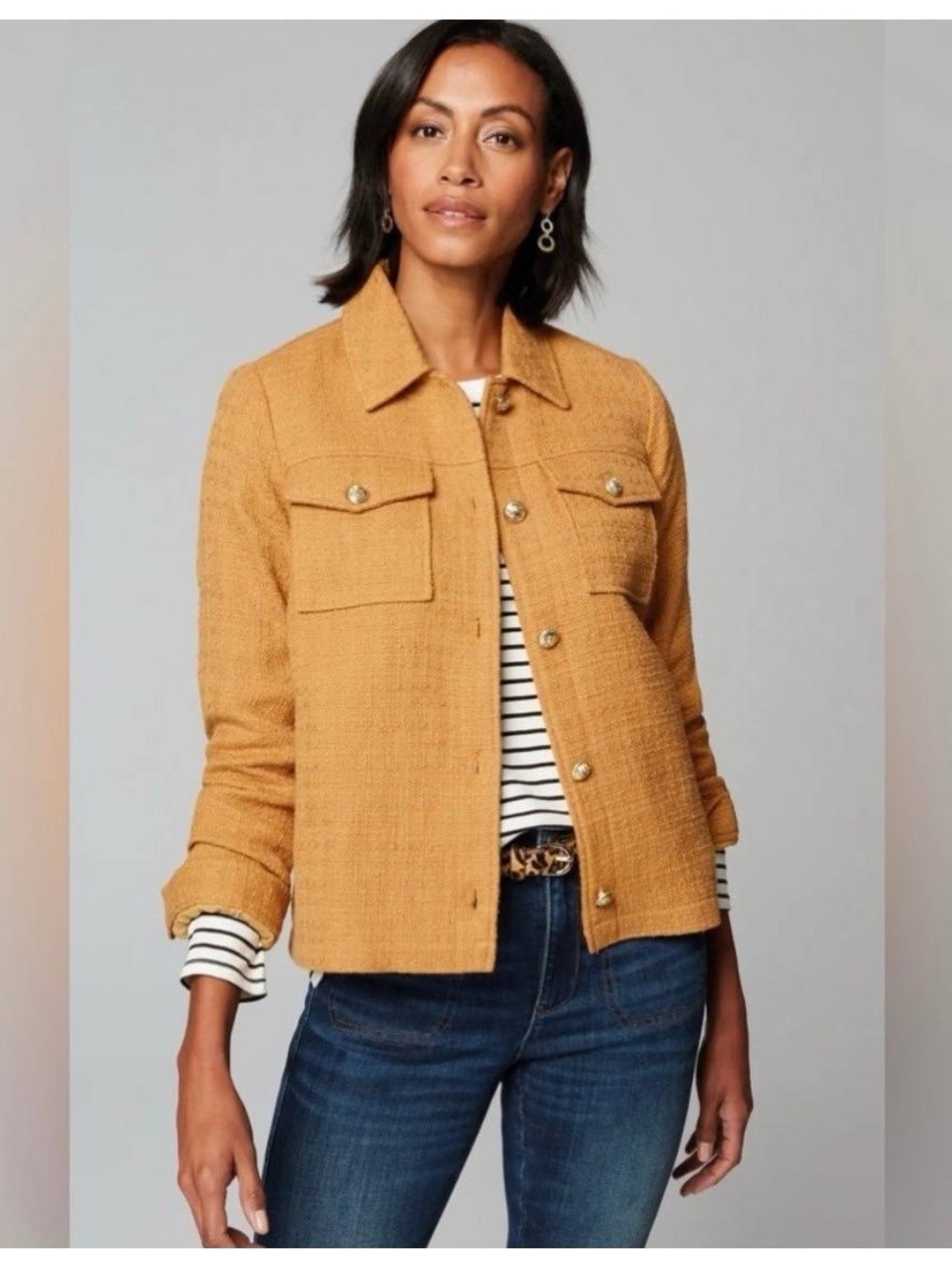 J JIll Beautiful Gold Jacket with Gold Buttons PXL